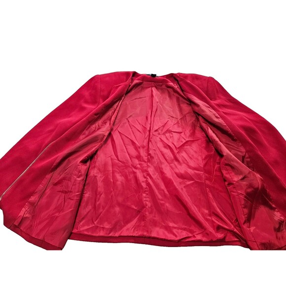Karen Scott Women's Red Zip-Front Blazer Jacket, 20W, Classic Polyester Design - Picture 3 of 8
